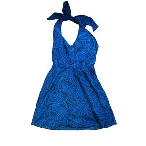 Ezra Womens Halter Neck Mini A Line Dress Blue Sz Medium Y2k Retro Boho Festival
